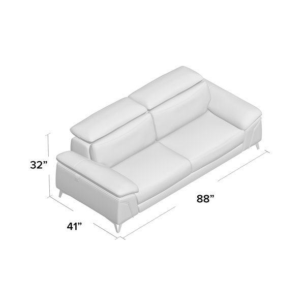 Orren Ellis Aigar 88" Genuine Leather Pillow Top Arm Sofa & Reviews